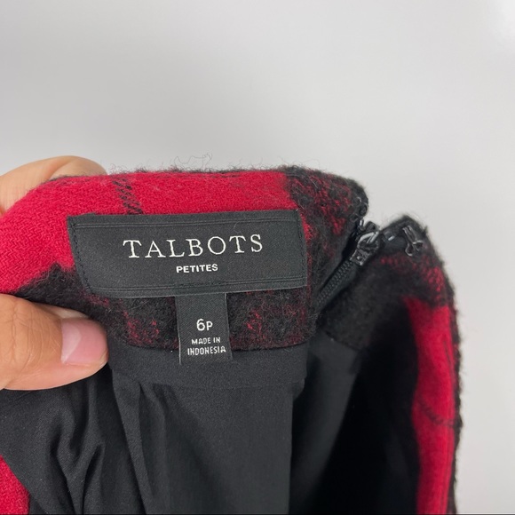 Talbots Petites Red Buffalo Plaid Wool Blend Pencil Skirt Sz 6P - Picture 8 of 8